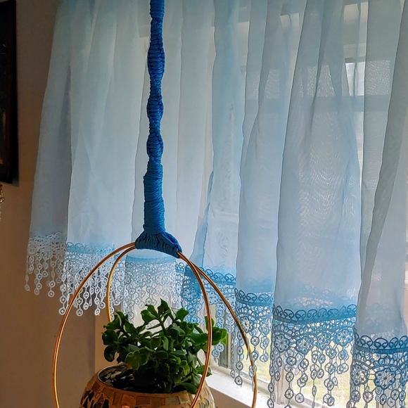 Brass Rings Modern Macrame Spiral  Plant Hanger - Picture 6 of 8